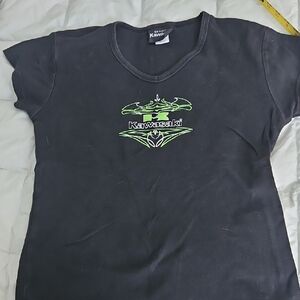 Kawasaki Black T-Shirt with Green Logo